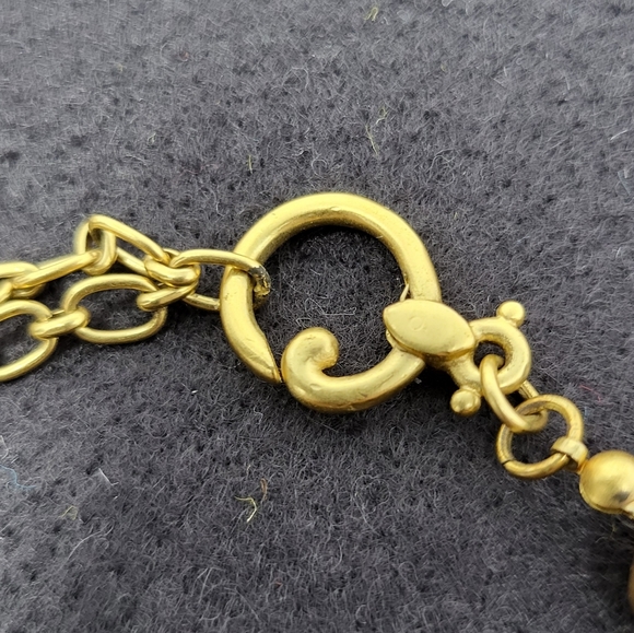 Vintage Oscar de la Renta Brushed Gold-Tone Nugget Bead Necklace - Picture 6 of 9